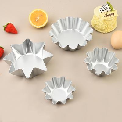 1/4Pcs Sunflower Egg Tart Mold Aluminum Alloy Mini Pie Pan Baking Tarts Muffins Cupcakes Mold Reusable Kitchen Tool