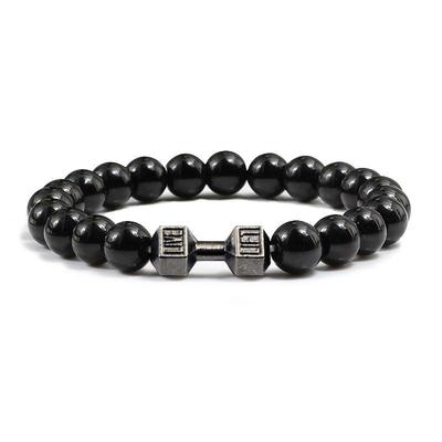 Bracciale esagonale a forma di manubrio turchese satinato: Perline elastiche in lega, di varie dimensioni