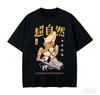 Dandadan Anime Oversize T-shirt for Summer 2026, with Seiko Ayase and Happy Cat Print, Retro Streetwear for Men and Women.