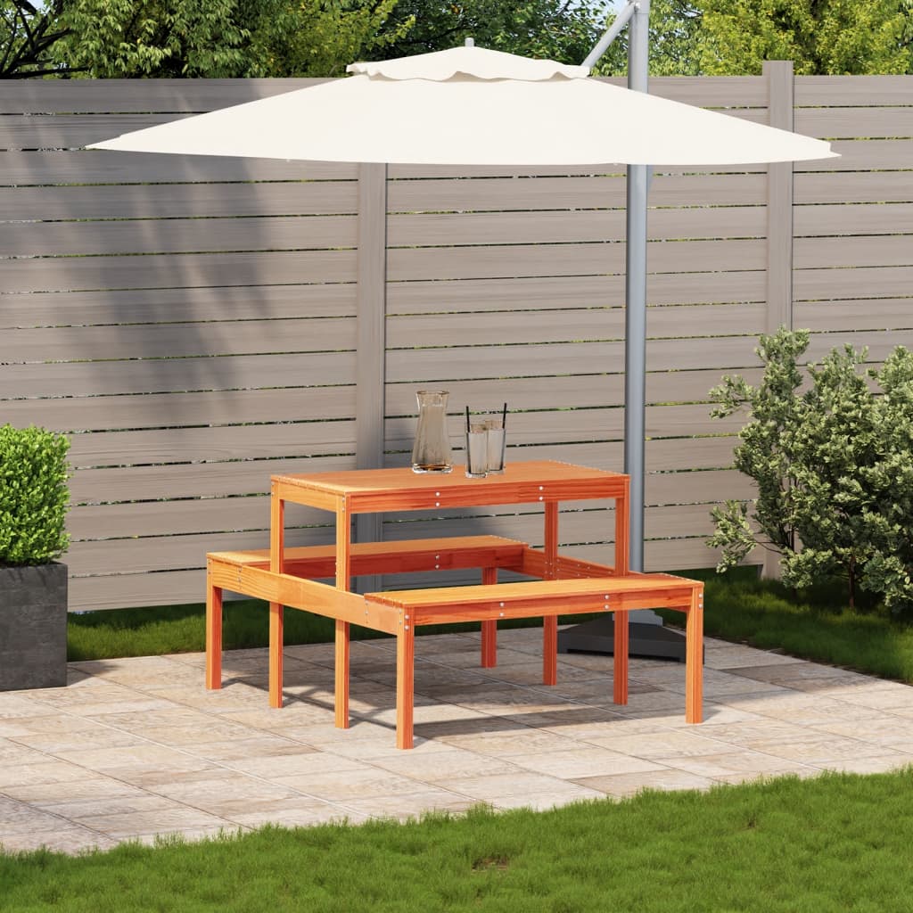 Picnic Table Wax Brown 110 X 134 X 75 Cm Solid Pine Wood
