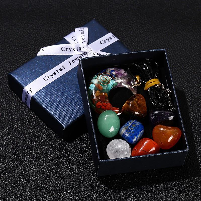 Natural Seven Colors Crystal Stone Single-pointed Hexagonal Column Ore Specimen Ornament Pendant for Men Women Room Jewelry Gift