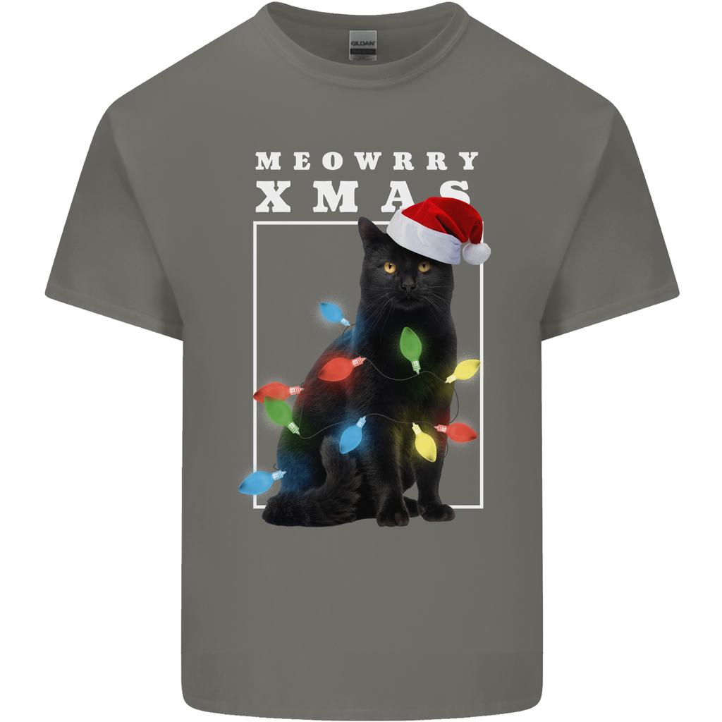 Meowy Christmas Tree Funny Cat Xmas Unisexs Light Cotton TShirt