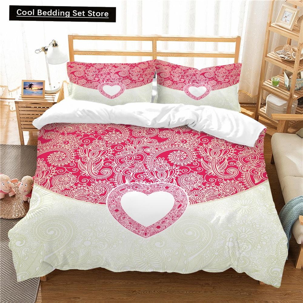 Bohemian Lotus King Queen Duvet Cover Boho Mandala Bedding Set For Kids Teens Adults Exotic Flowers 2/3Pcs Polyester Quilt Cover