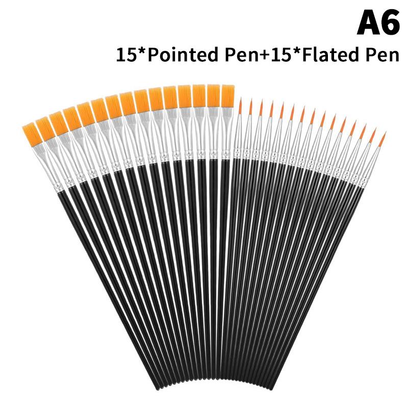 30/100Pcs Acrylic Painting Brushes Set Round Flat Hair Nylon Hair Paint Brush For Kid Artists Watercolor Oil Painting Brushes