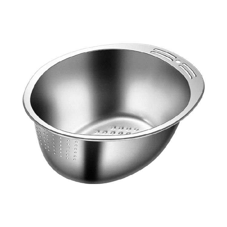 304Stainless Steel Rice Washing Bowl Vegetable Washing Bowl Kitchen Colander Metal Rice Strainer Washing Basket for Rice S