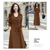 Womens Long Trench Coat Slim Fit Double Breasted Wool Blend Winter Business Chic Outerwear