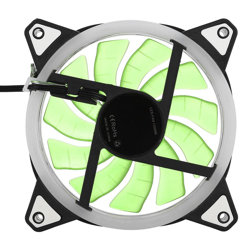 FANRS18 12V DC 120mm LED Ventilátor do skříně s dvojitým otvorem a více rozhraní pro chlazení (Zelená)