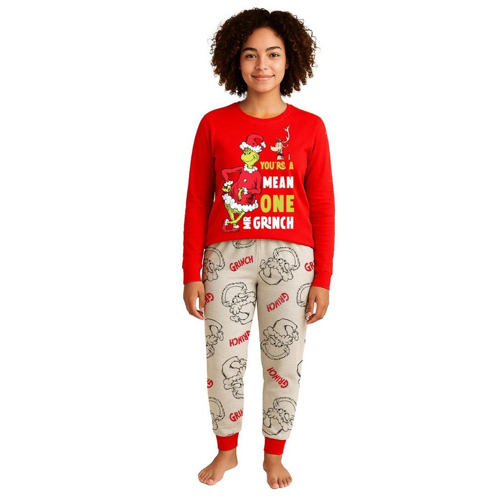 THE GRINCH Womens/Ladies YouÂ´re A Mean One Mr. Grinch Christmas Long Pyjama Set