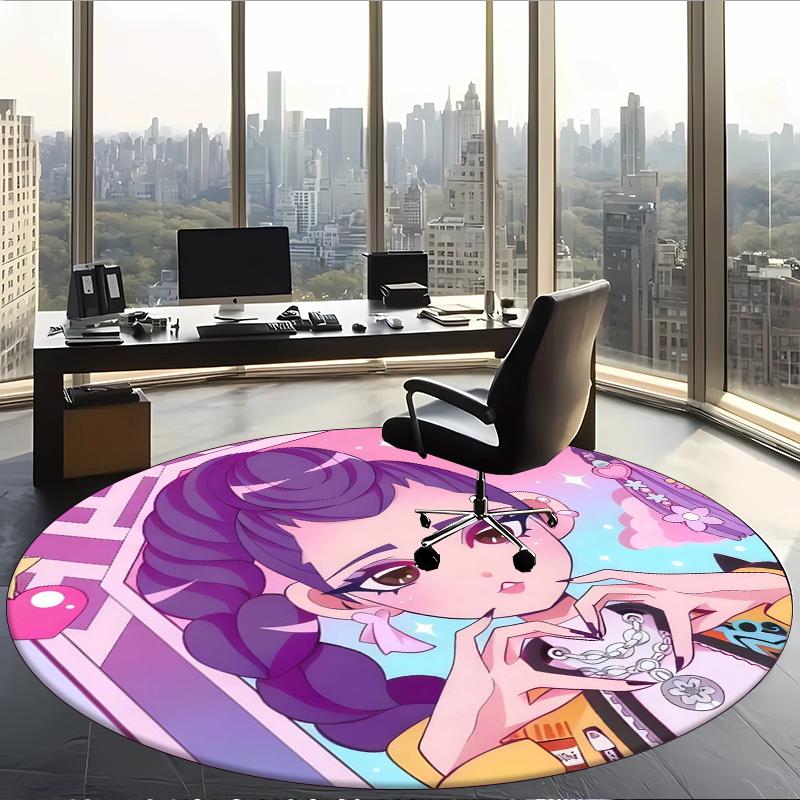 Rumi (19) Round Office Rug Decorative Floor Rug for Office Bedroom Living Room and Home Space