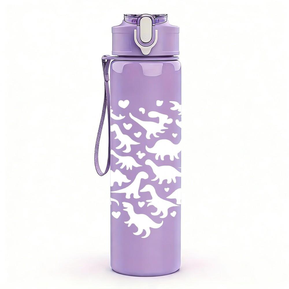 1PC Hollow Heart Pattern 750ml Color Plastic Sports Water Bottle Leakproof Flip Straw Lid Suitable for Sports Office Home Use