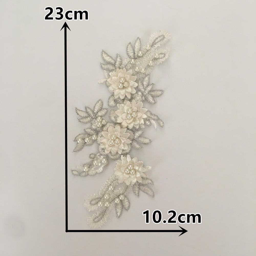 Exquisite Pearl 3D Lace Trim Flower Embroidery DIY Hat Decoration