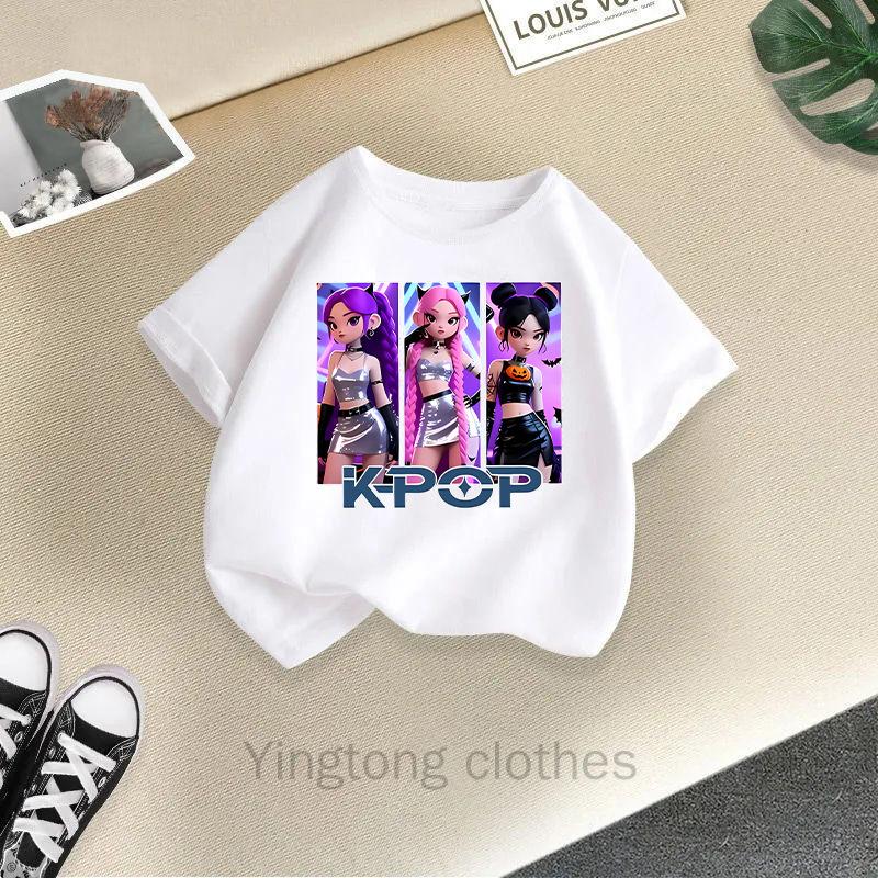 Summer Fashion Girls' Short Sleeved T-shirt Cute Printed Girls' Casual Versatile Top Cross Border