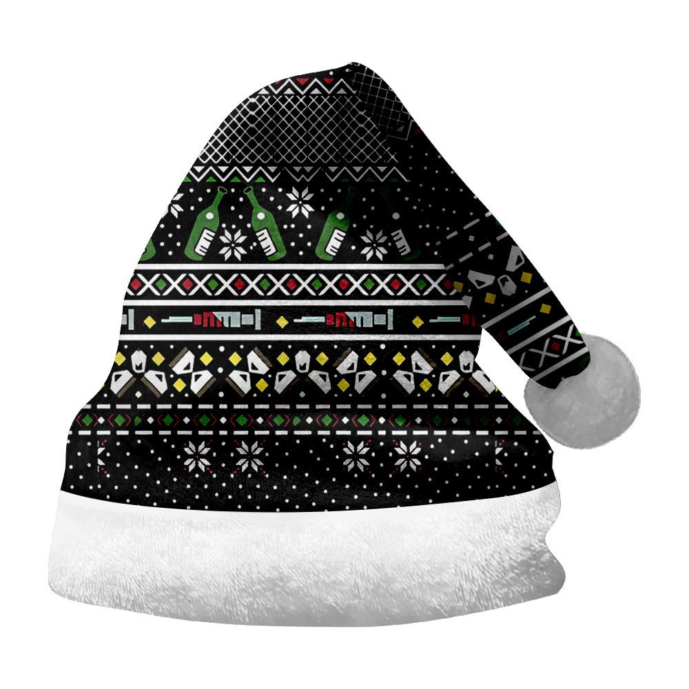 

2024 Утолщенная Двусторонняя Флисовая Черная Рождественская Шапка Санты с Рождественскими Элементами Small