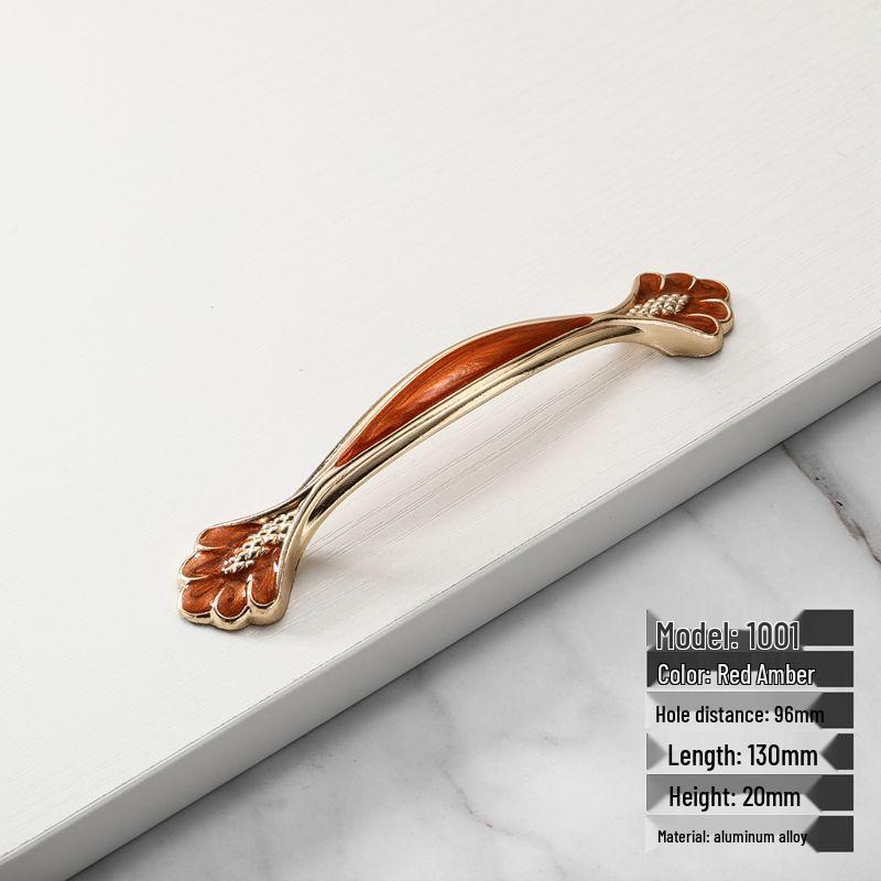 European Style Red Amber Drawer & Wardrobe Handle - Modern, Simple Cabinet Door Hardware