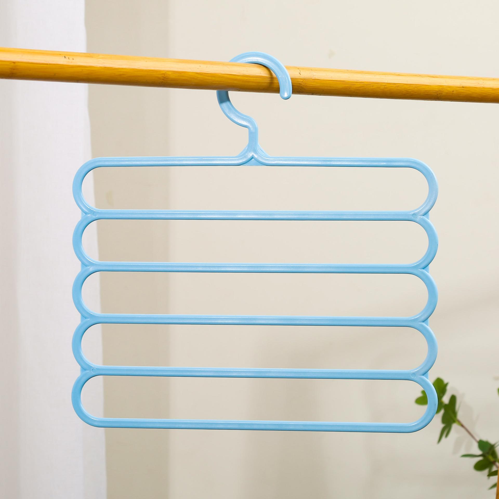 Многофункциональная 5-слойная вешалка для брюк S-типа, вешалка для брюк, зажим для брюк, многослойная вешалка для брюк, бесшовное устройство для хранения, вешалка для шарфов Quantity 2 синий