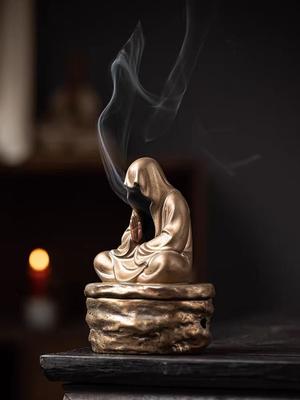 Formloser Buddha-Meditations-Keramik-Mönch-Räucherstäbchenhalter, Heim-/Wohnzimmer-/Garten-/Teestube-/Yoga-/Zen-Dekoration