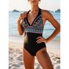 Flower Printed One-Piece Swim Suit Women Fashion Deep V Slim Swimsuit Sleeveless Backless Bathing Suit Summer Beachwear