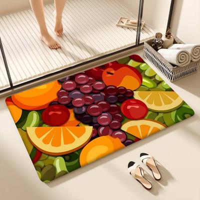 Cartoon Fruit Pattern Hallway Carpet Non-Slip Laundry Room Mat Laundry Decor Balcony Child Living Room Toilet Rug