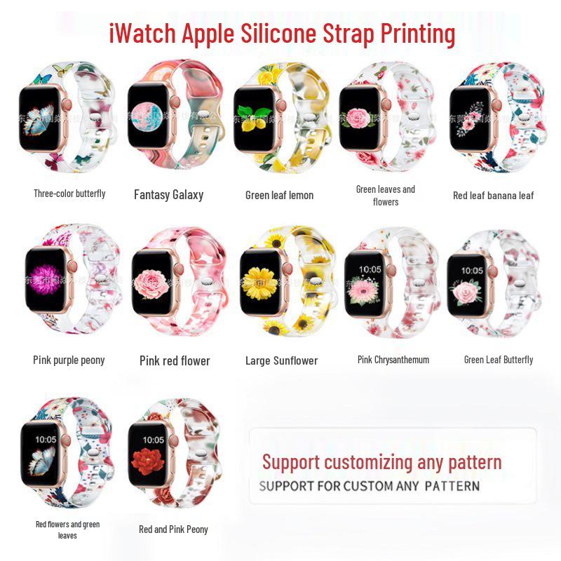 Compatible Apple iWatch S10 Colorful Pattern Silicone Sports Strap - Transparent Design