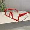 Oversized Square Glasses New Women Stylish Semi Metal Rim Eyeglasses Trendy Vintage Design Blue Light Blocking Eyewear
