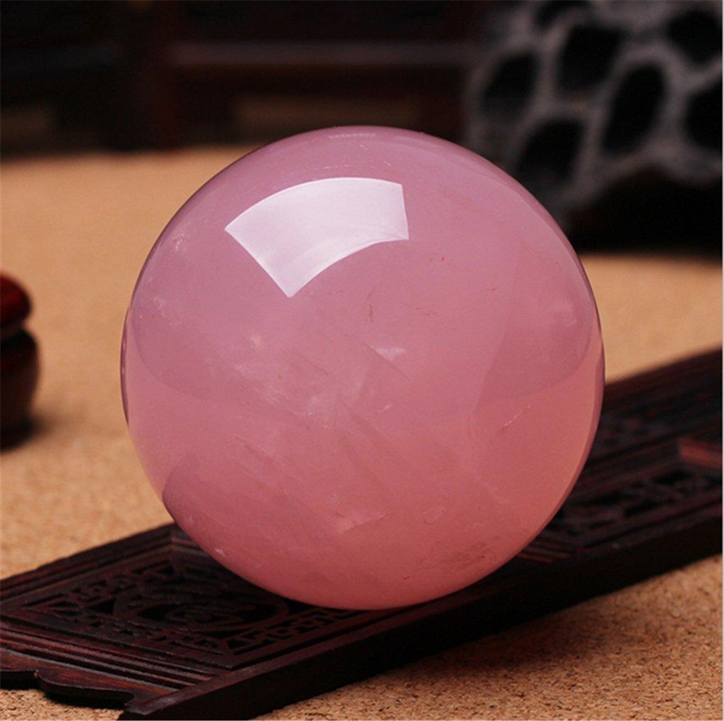 (YISHUI) Feng Shui Natural Crystal Ball, Pink, High Quality, with Stand Set, Purification, Good Fortune, Amulet, Power Stone, Round Ball Accessory (8c