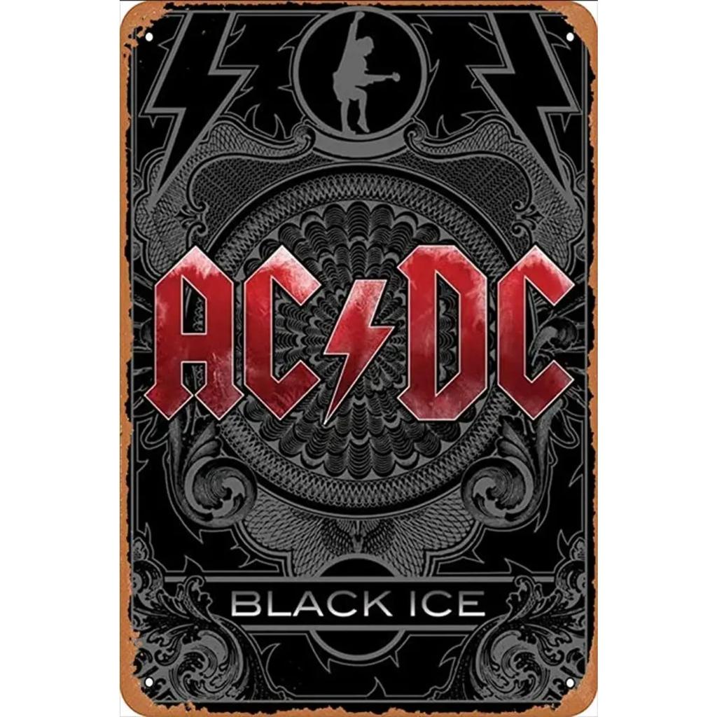 AC DC Vintage Heavy Metal Music Cool Classic Rock Band Metal Tin Sign for Home Restaurant Cafe Bar Art Wall Decoration Gifts