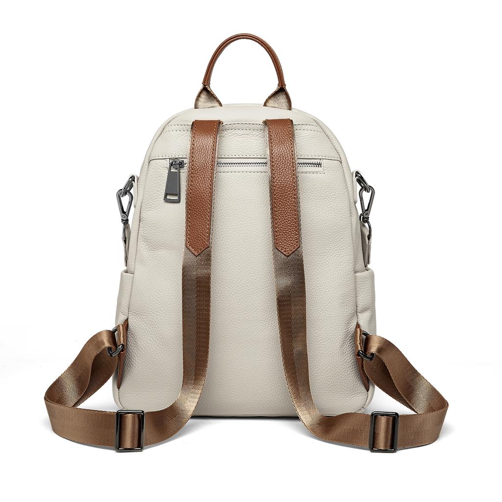 Handmade Full Grain Genuine Leather Backpack Designed Plaid Large Capacity School Bag