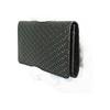Inden-ya Inden Business Card Holder, Large Capacity, Deerskin, Black Base x Black Lacquer, Gourd Pattern, 2501-01-007, 1 Gusseted Pocket, 2 Pockets,