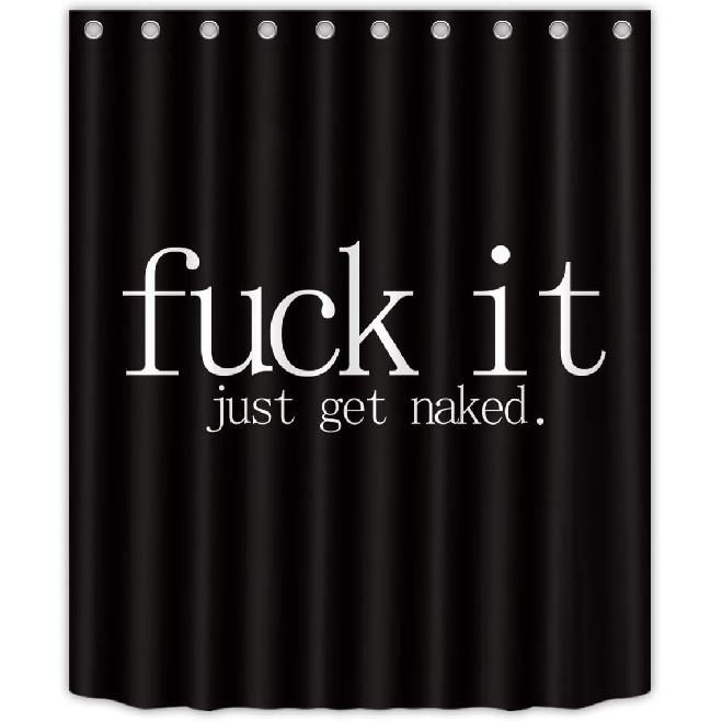 LB Fuck IT Get Naked Shower Curtain Black and White Funny Shower Curtains for Bathroom Decor Waterproof Polyester Fabric 60x72 inch Bathroom Set with