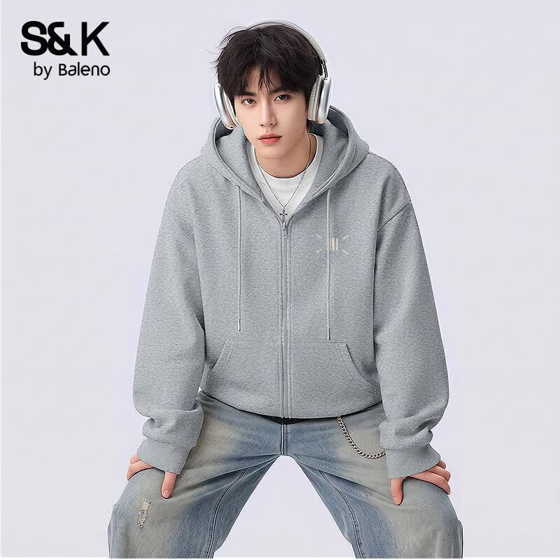 Baleno S&K Men's Relaxed Fit Hooded Cardigan Sweatshirt