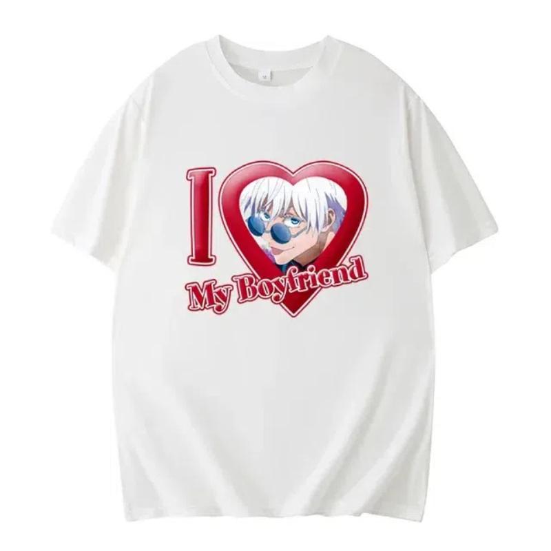 Ich Liebe Meinen Freund Musterdruck T-Shirt Damen Sommer Begeisterung Buchstaben Baumwollkleidung Damen Lässig Locker Applikationen T-Shirts