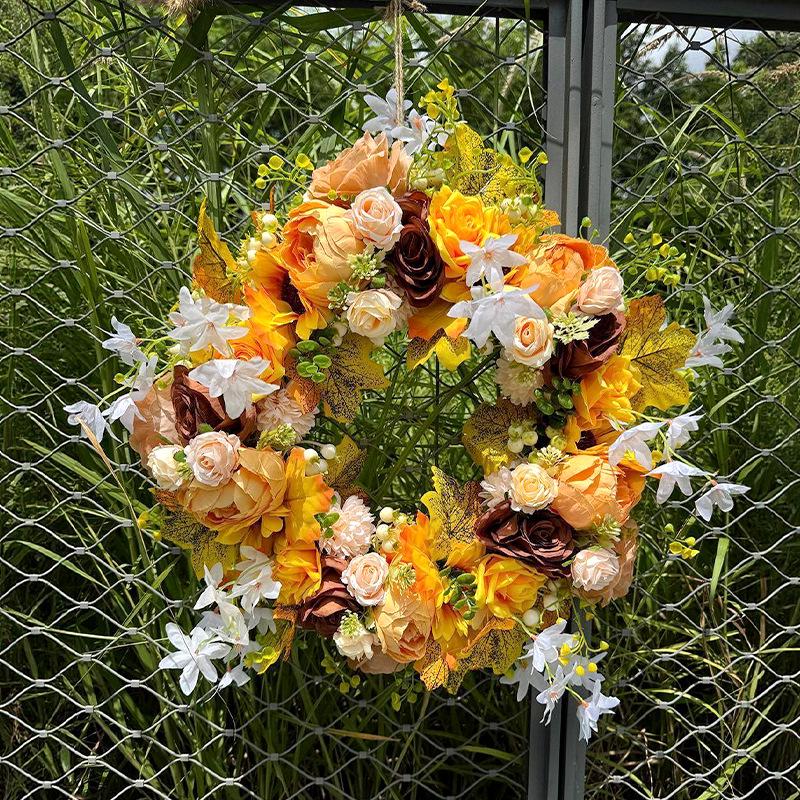 New Autumn Harvest Festival Wreath for Door or Wall - Thanksgiving Floral Home Decoration