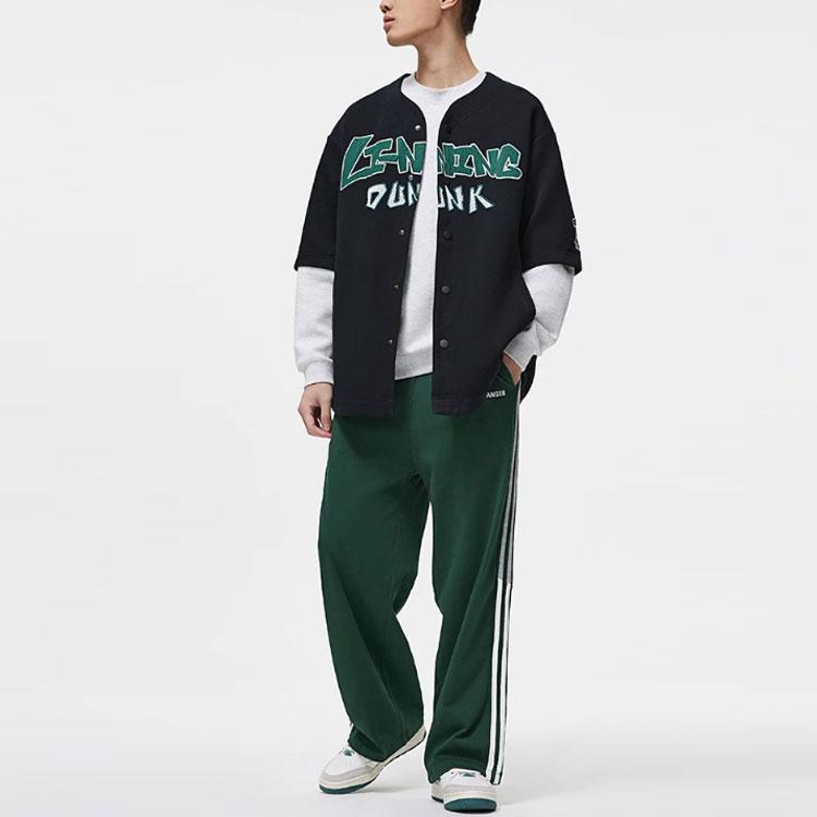 Li-Ning Sports Fashion Series Letter Print Pullover Sweatshirt Unisex Tops Black AWDT547-1