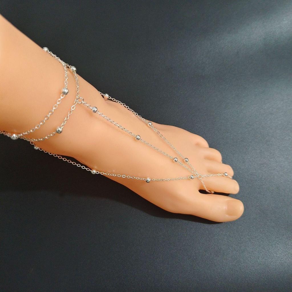 Trendy European & American Women's Metal Ball Bead Anklet - Stylish Alloy Foot Chain Jewelry