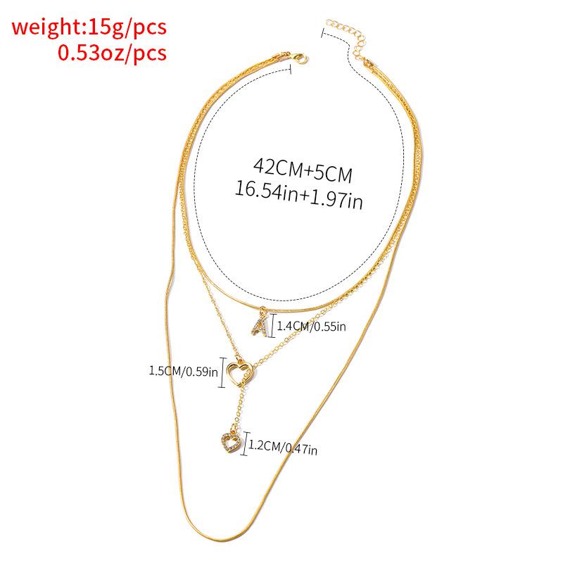 

Ожерелье с буквой K из желтого золота, ювелирные изделия в стиле, универсальное, из сплава, с подвеской в виде сердца, трехслойное ожерелье с бахромой для женщин