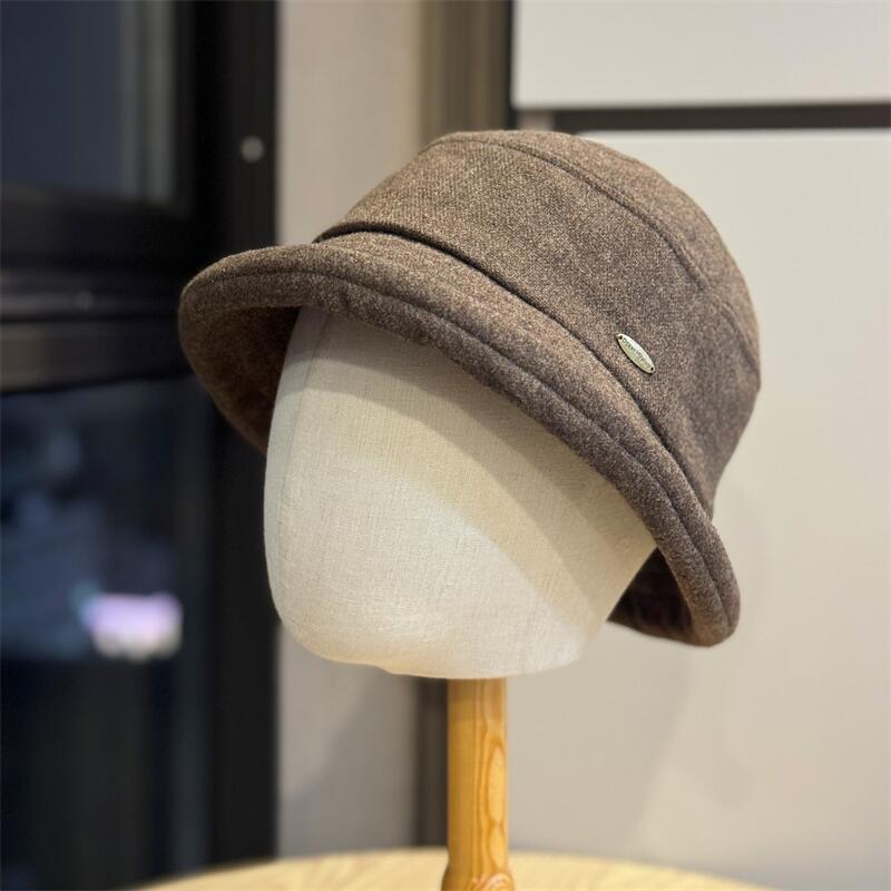 Curled Fisherman Hat Children Autumn and Winter Fashion Casual Washbasin Hat Solid Color Simple Warm Bucket Hat