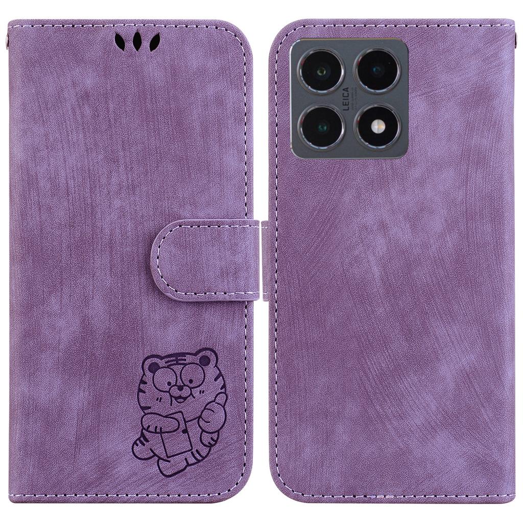 For Xiaomi 15T Wallet Case Tiger Imprint Leather Shockproof Phone Cover with Wrist Strap