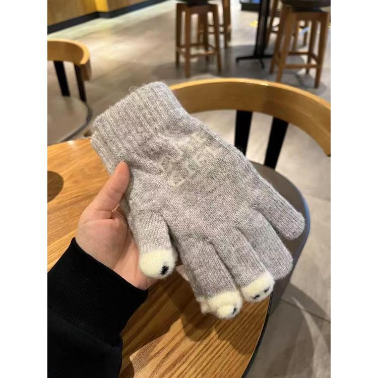 Winter Touchscreen Anti-pilling Bean Fish Gloves - Cute & Warm for Students