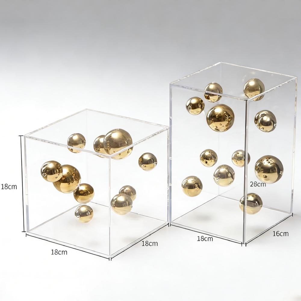 Creative Square Acrylic Cover Sphere Decoration Living Room Porch Cabinet Crafts Ornament Modern Clear Acrylic Square Home Decor