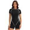 European and American short-sleeved sports swimsuit women's one-piece flat-angle surf suit sun protection zipper swimsuit