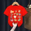 Summer Strawberry Printed Sweet Cute ShortSleeved Childrens Casual Sportswear Tshirt Polyester Fabric Kids Girls Clothes