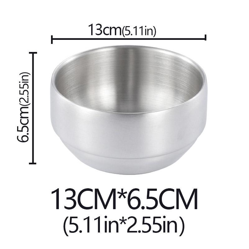 Korean Style 304 Double-layer Stainless Steel Rice Bowl With Lid Soup Rice Bowl Cuisine Home Creative Child Small Bowl Cuisine
