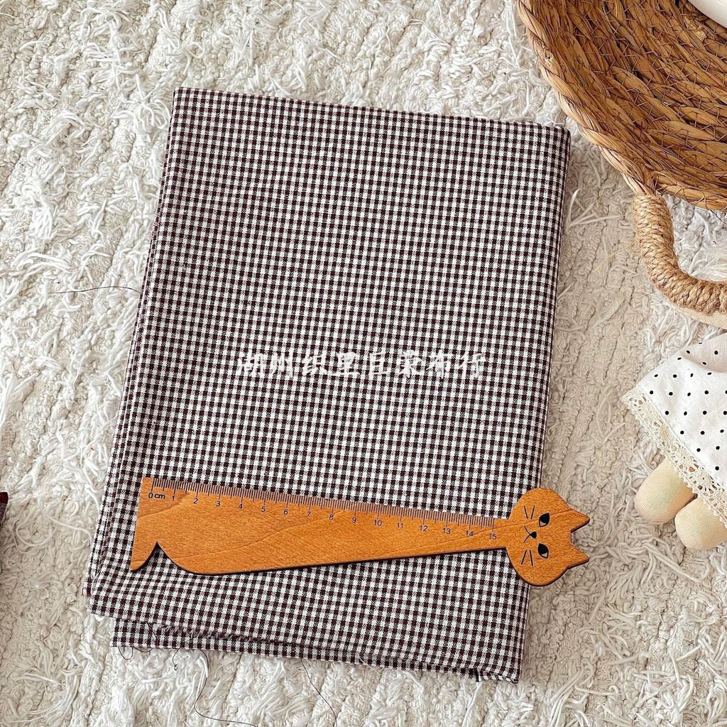 145x50cm Coffee Color Cotton Fabric Woven Check Cloth for Women Clothing Bags Hair Accessories Sewing Cloth