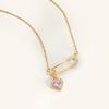 Titanium Steel Pin Love Necklace Women'S Light Luxury Simple Pink Heart Zircon Pendant Collarbone Chain