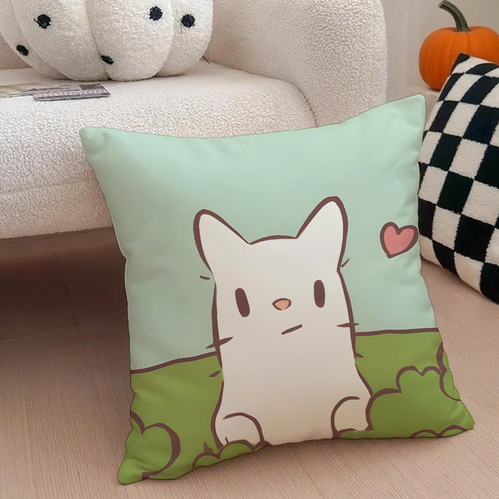 fresh aesthetic CCatsSoup Cushion Cover Throw Pillow Cover Hidden Button Durable Polyester Chair Cushion