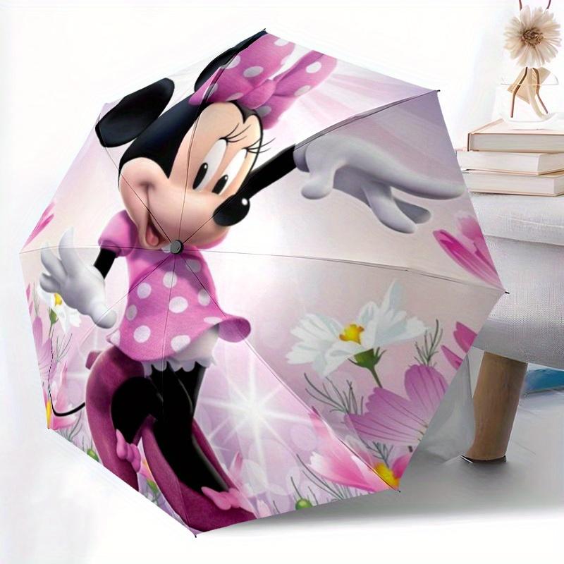 1pc Minnie Mouse Automatic Umbrella, Portable Foldable 8-Rib Manual Open with Skeleton Hand, Durable Canopy yy250730144