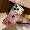 Compatible Glitter Small Bear Phone Case for iPhone 12/13/16/17 Pro Max, with Mirror and Electroplated Spring Patchwork Design