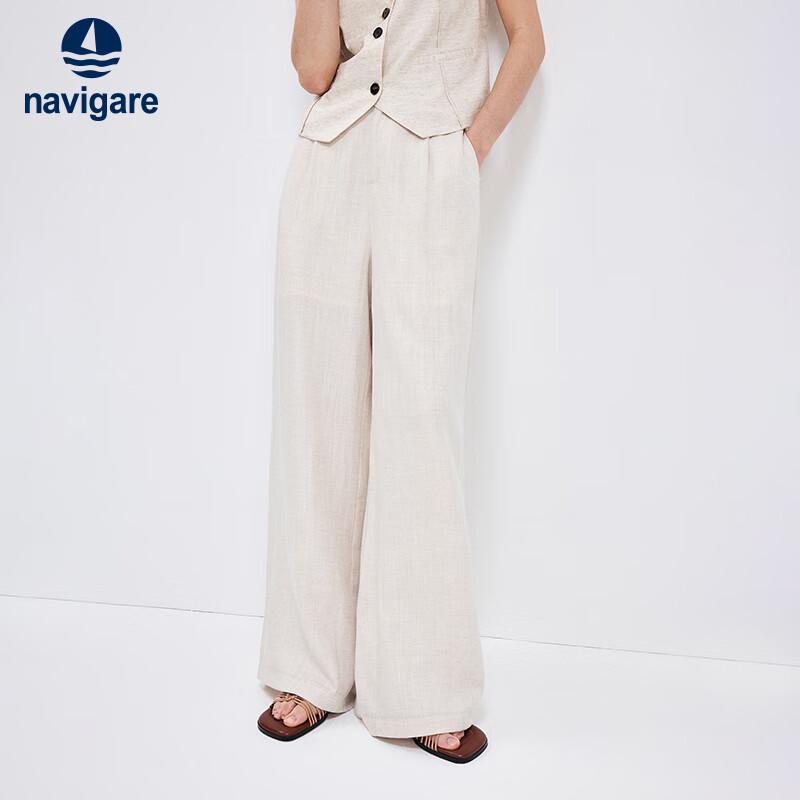 

Женские брюки широкие из смесового льна в стиле «старые деньги» Navigare XL