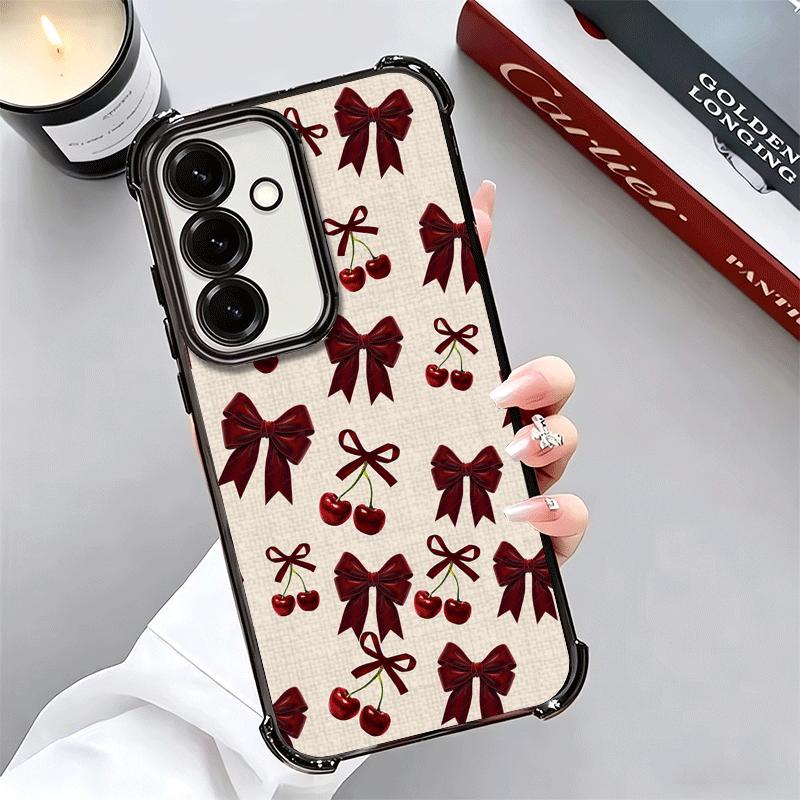 Cherry Bow Sweet Soft Phone Case For Samsung A17 A27 A07 A37 A57 A16 A56 A15 A55 A14 A54 A13 A53 A26 A36 A25 A35 A24 A34 A23 A33