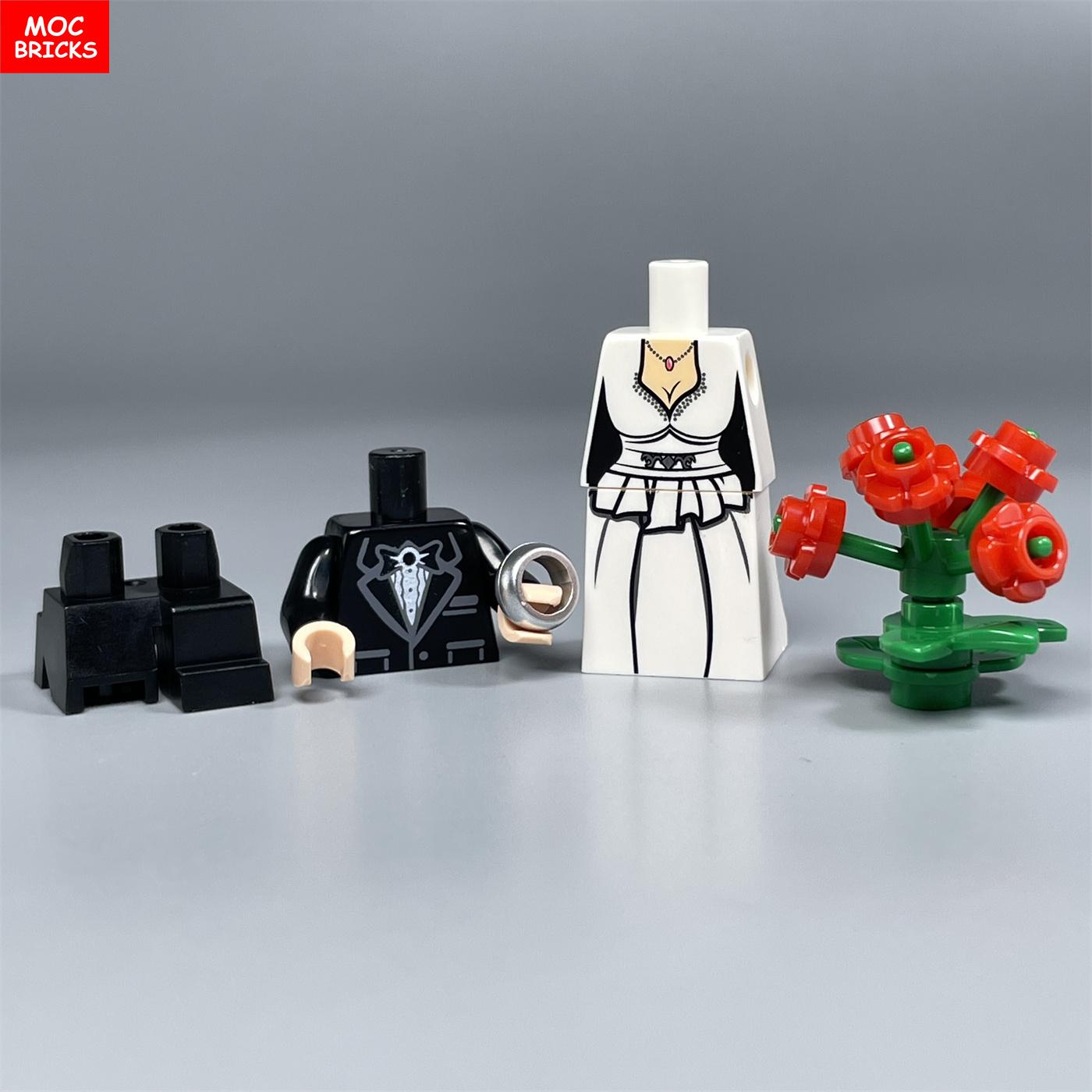 Bai Fen Bai Toys Boys Moc Bricks Bride Groom Wedding Party Scene Figure Dress Ring Little Girl Educational Building Blocks Diy Toys Xmas Gifts
